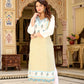 Elegant Off-White & Pastel Yellow Printed Kurta with Blue Embroidery by Vilai Jaipur