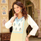 Elegant Off-White & Pastel Yellow Printed Kurta with Blue Embroidery by Vilai Jaipur