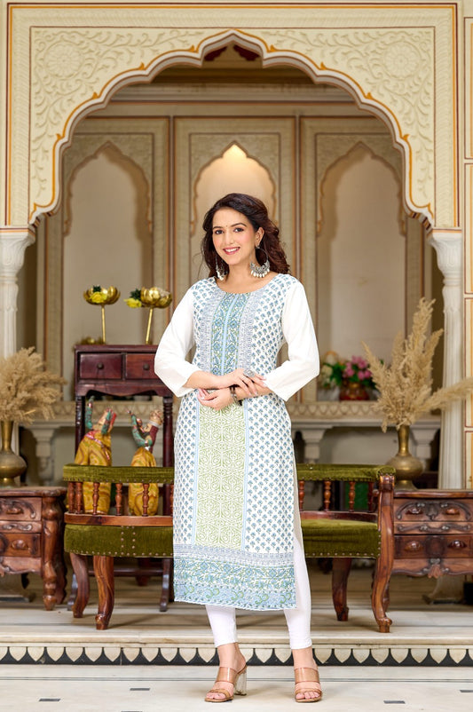 Graceful Off-White Straight Kurta