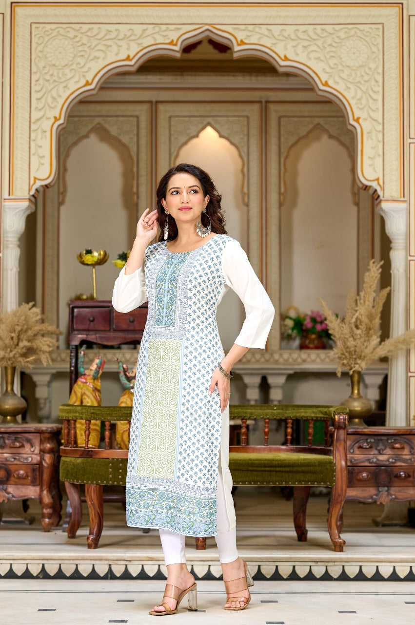 Graceful Off-White Straight Kurta