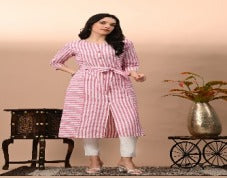 yarn dyed kali straight kurta with button work