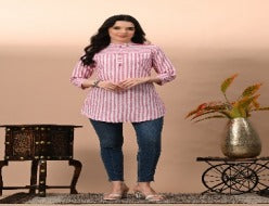 yarn dyed short kurta with button work