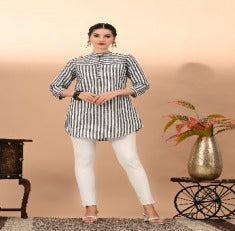 yarn dyed short kurta with button work