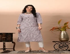 Yarn Dyed Straight Kurta With Button Work