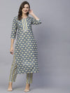 Women's printed   straight kurta with paint sets