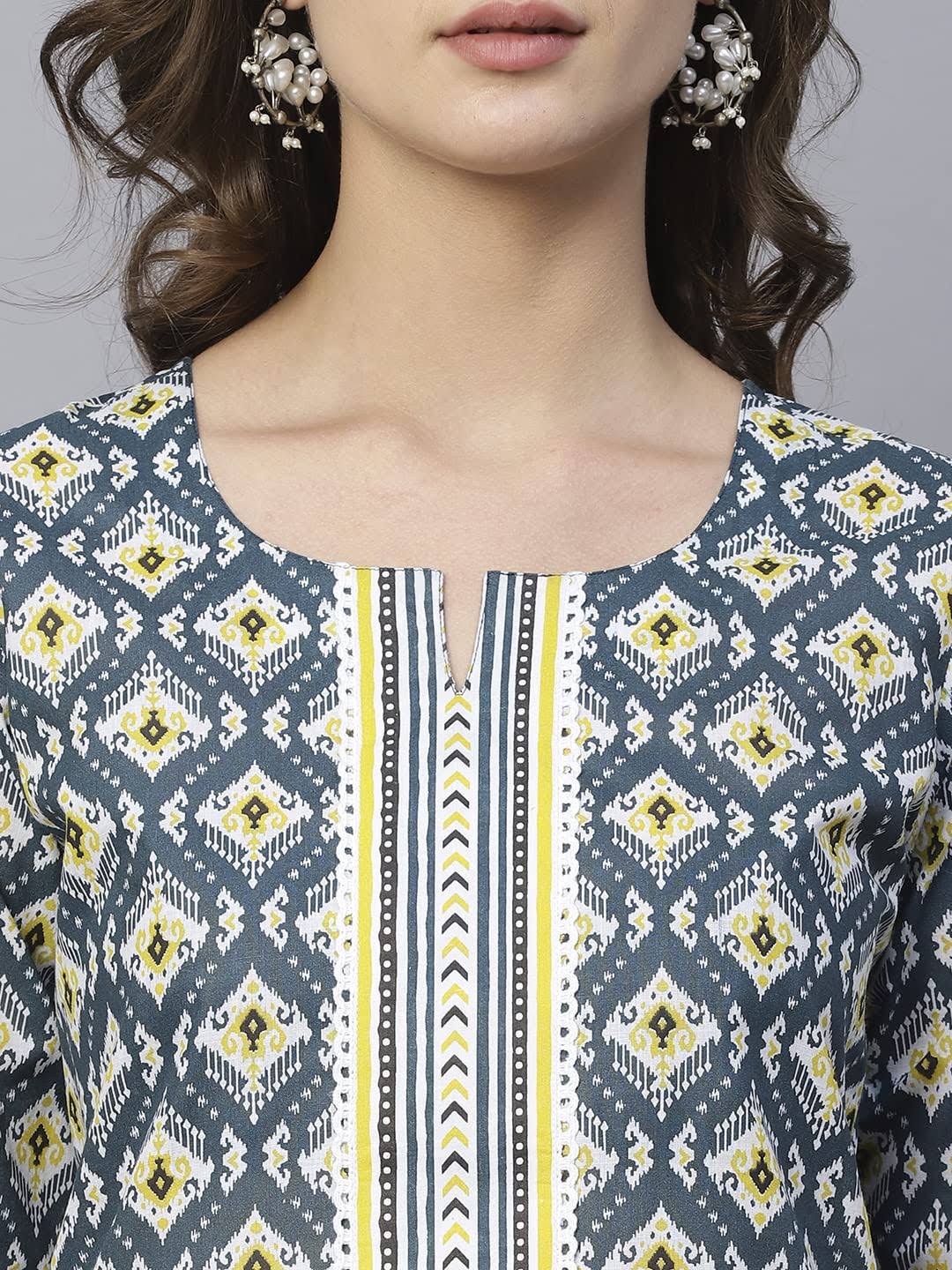 Women's printed   straight kurta with paint sets
