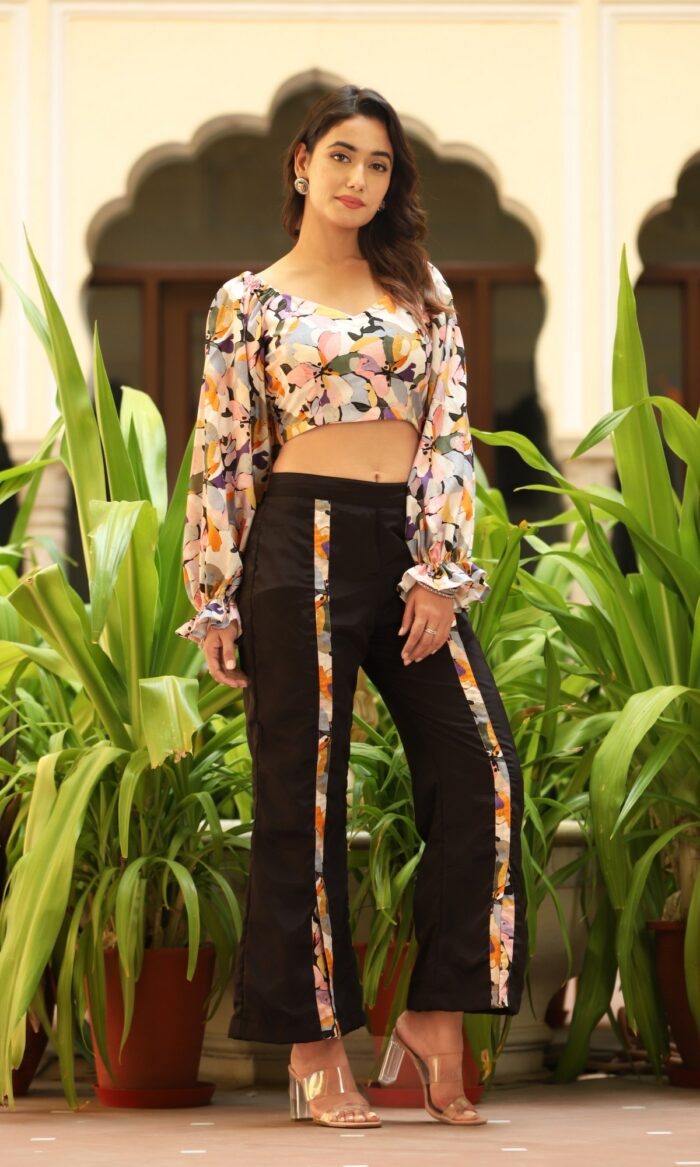 Apricot multicolor whit black co-rd set