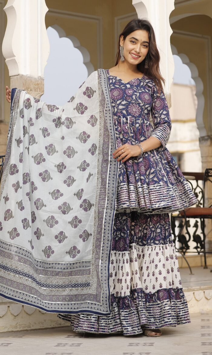 Blue Daisy Sharara Set