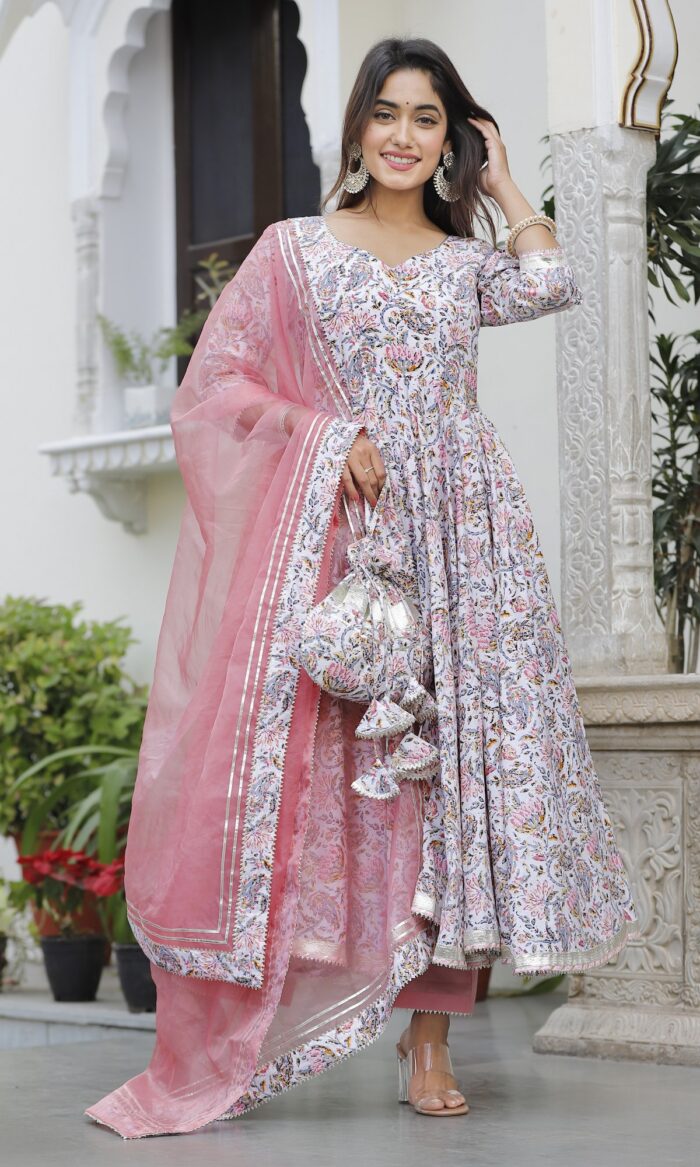Fresh Pink Lotus Anarkali Set