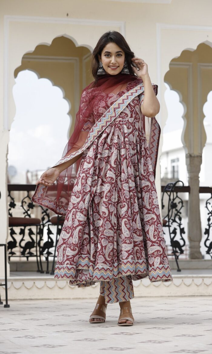 Paisley Printed Anarkali Set