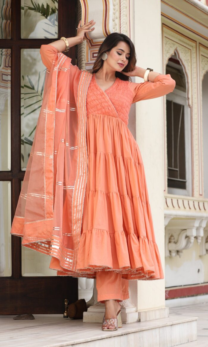 Prince off wales feathers tiered angrakha set