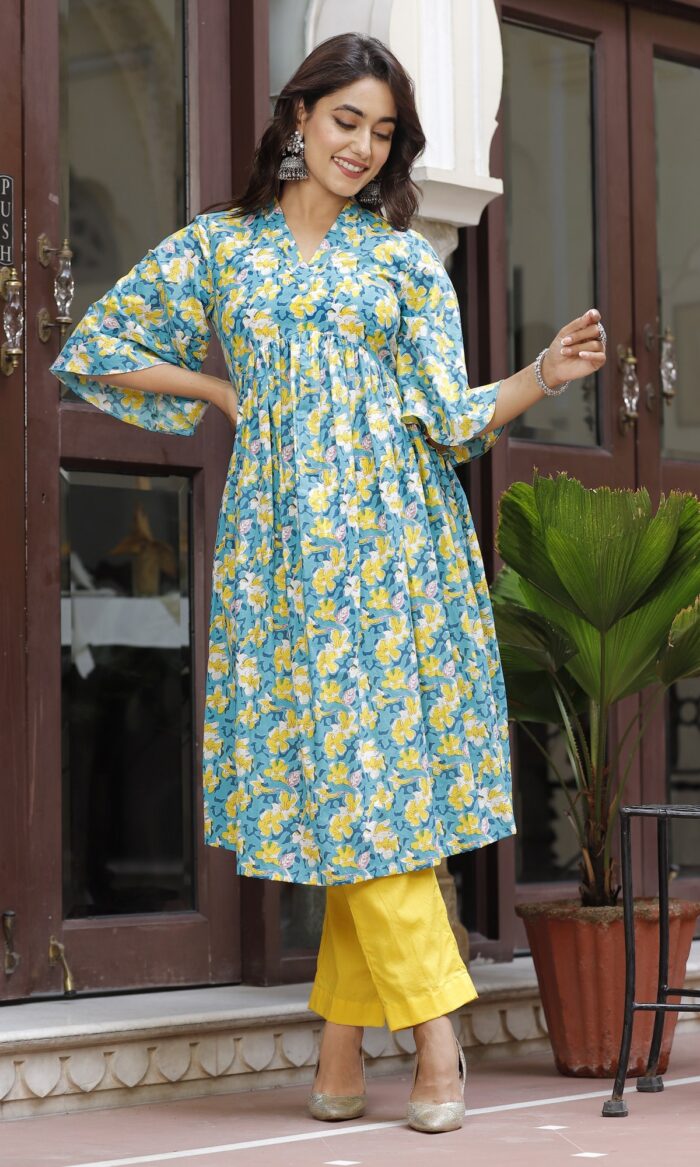 Yellow Phool Cotton Suit Set