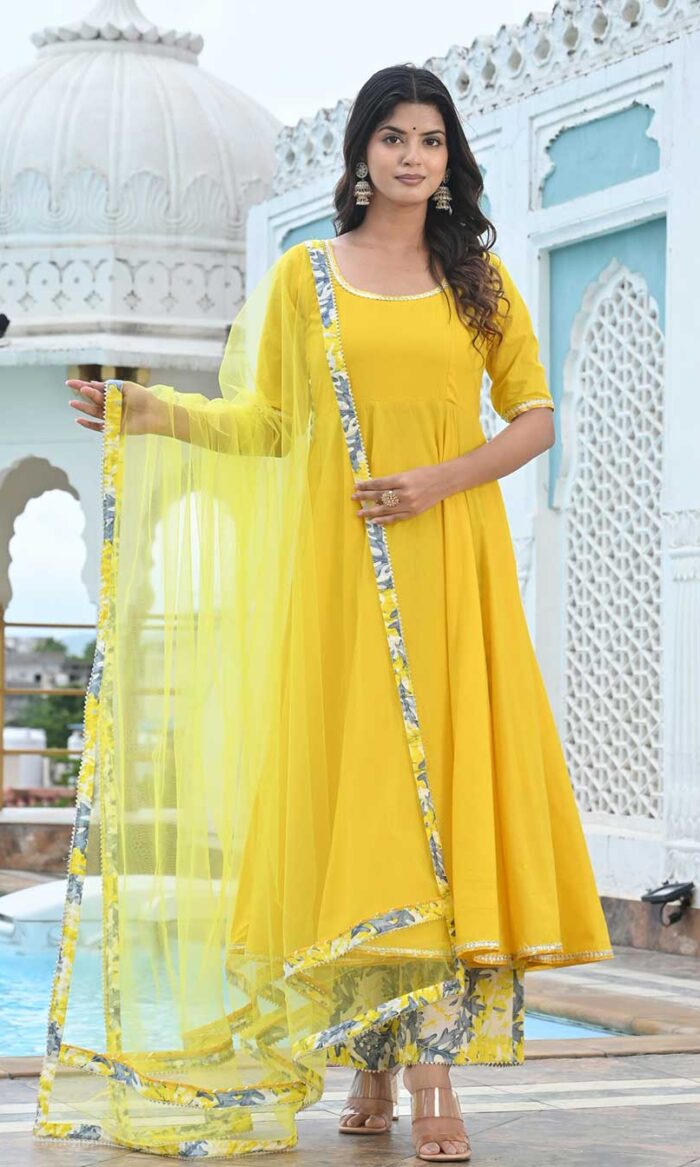 MARIGOLD YELLOW COTTON ANARKALI