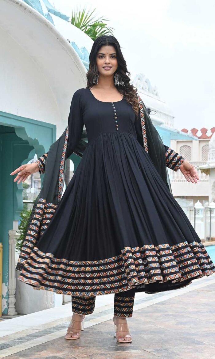 NIGHT BLACK WITH ZIG ZAG ANARKALI