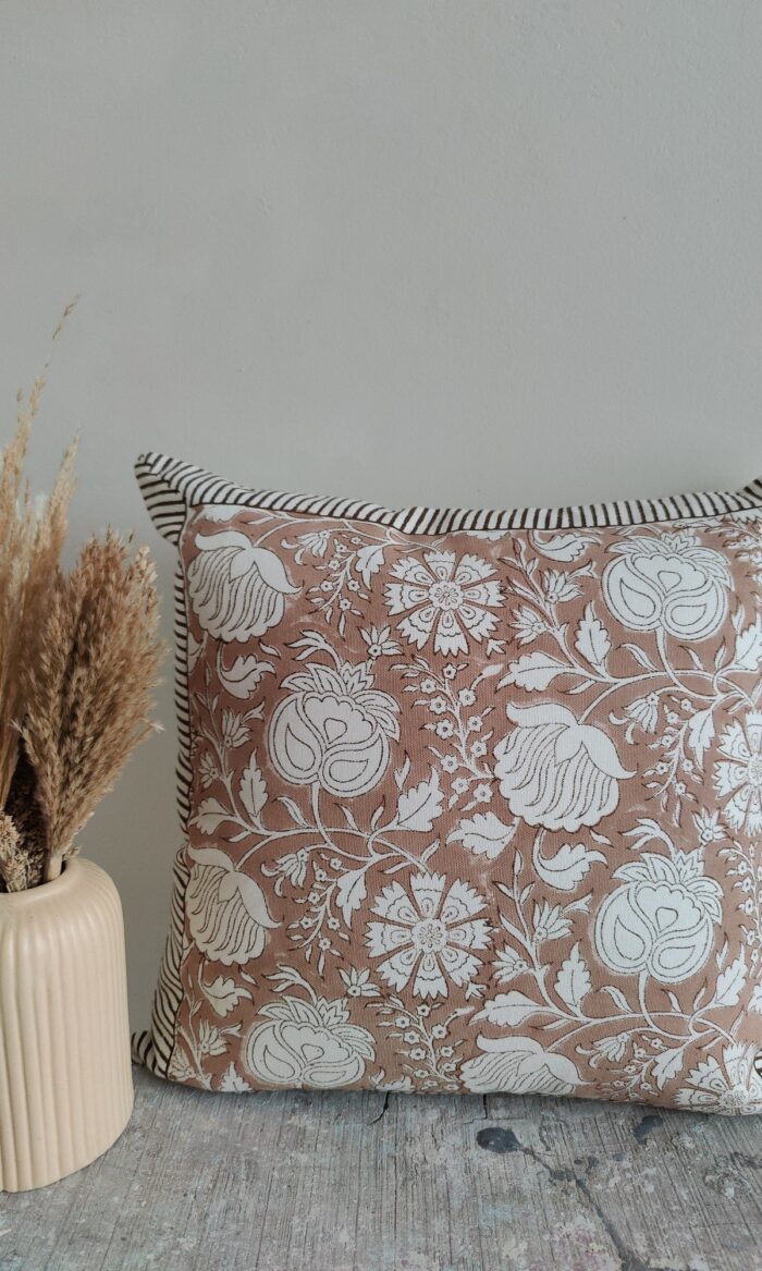 Sienna Garden Hand Block Print Pillow Cover